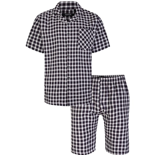 Bigdude Woven Checked Pyjama-Set Navy/Weiß